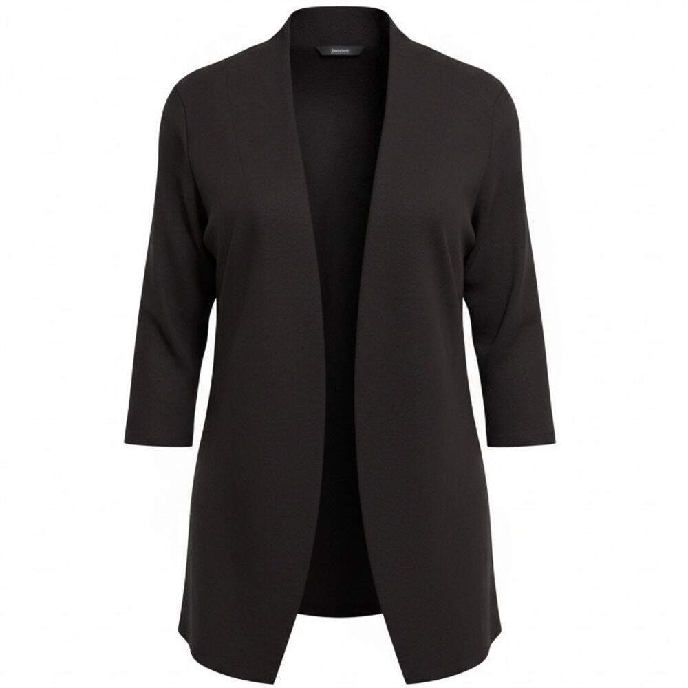 Slinky Brand Black Faux Suede Cardigan Size Medium Pockets Open Draped